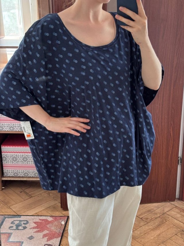 Granatowa bluzka w kropki Catherines 5X Plus Size oversize 9XL / 58 / 30