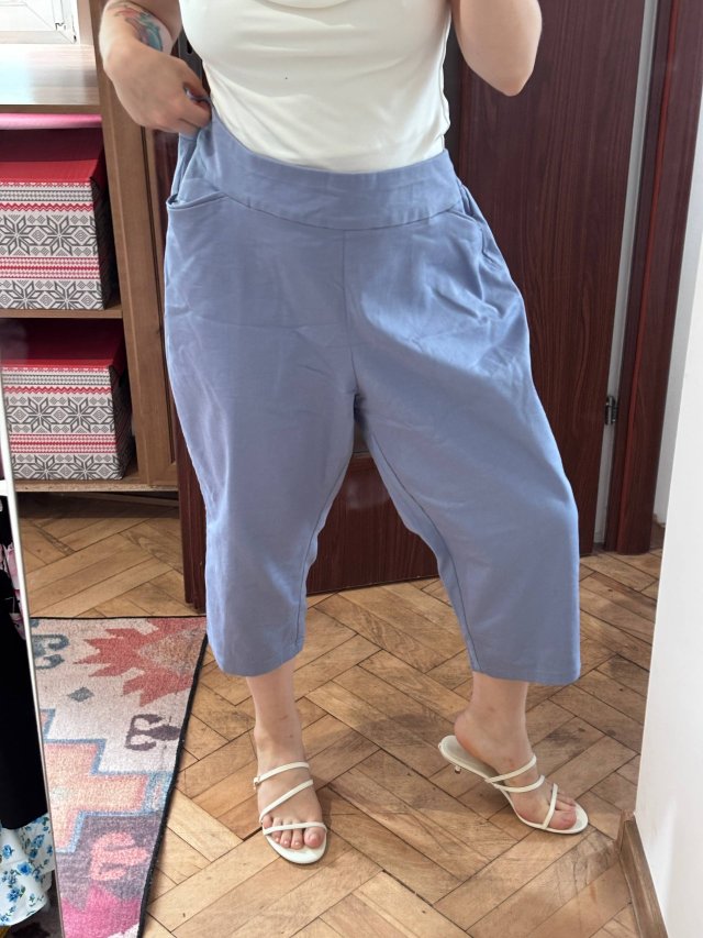 Błękitne capri Croft & Barrow 24W Plus Size stretch
