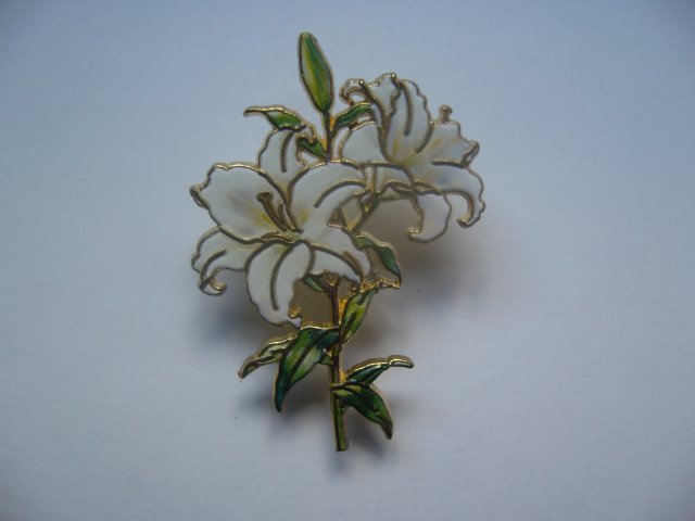 METALOWA EMALIOWANA PIN PRZYPINKA KWIAT KWIATY LILIA LILIE