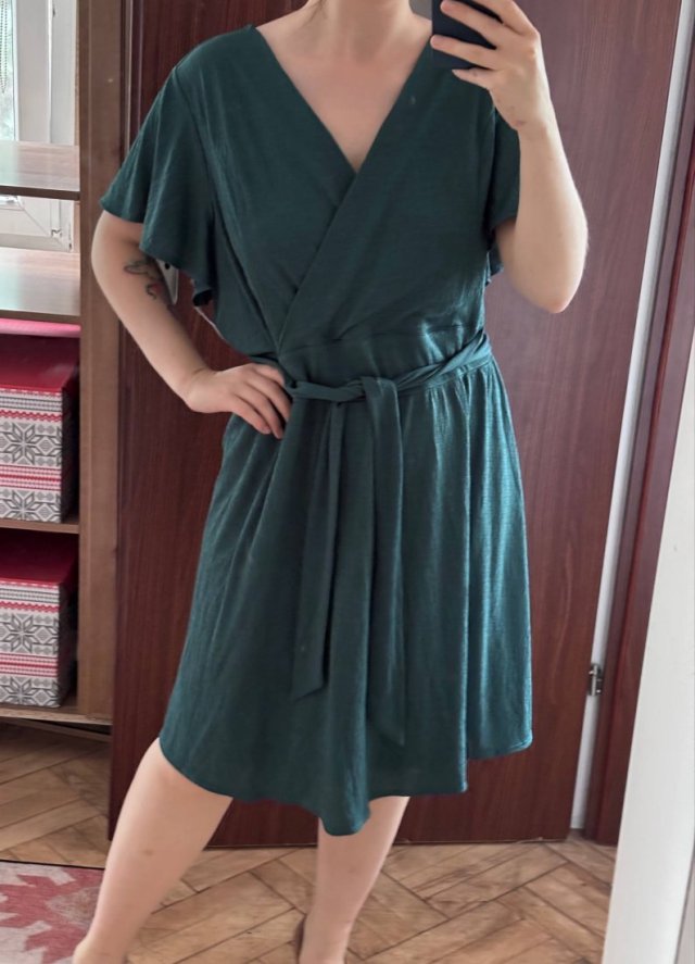Lane Bryant Zielona Sukienka Kopertowa Plus Size 26/28 7XL / 54 / 26