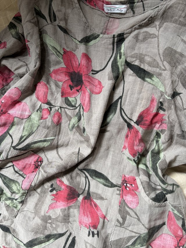 100% Cotton Made in Italy efektowna asymetryczna bawełniana przewiewna z kieszeniami