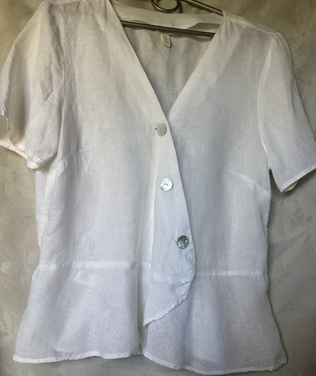 100 % Linen fantastyczna kobieca bluzka lniana z baskinką