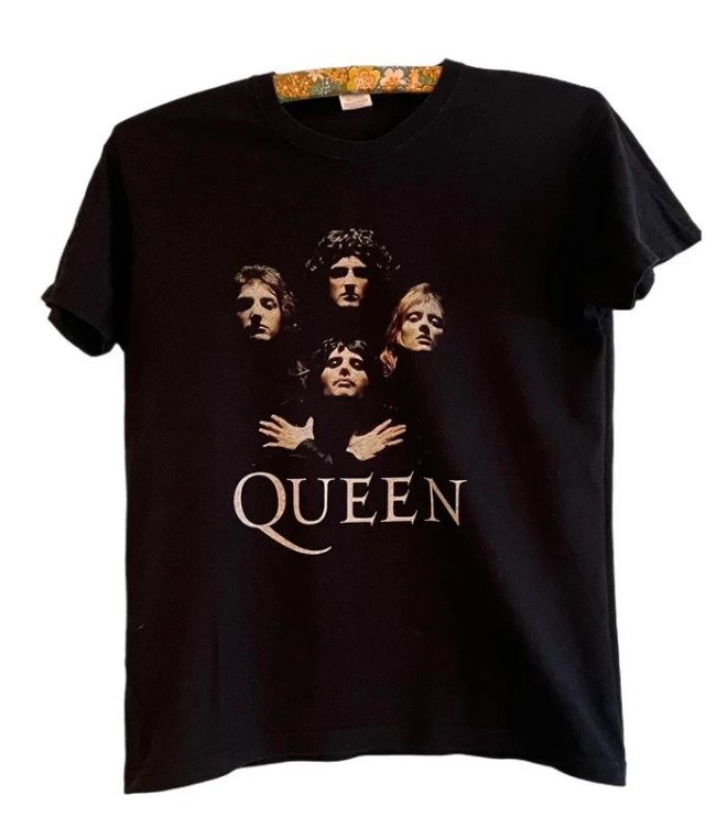 Queen Vintage t-shirt czarny Freddie Mercury Bohemian Rhapsody rock band tee unisex
