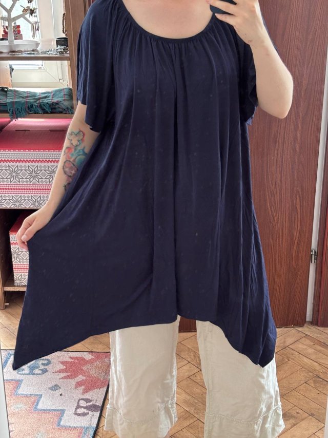 BloomChic Granatowa Tunika Asymetryczna Plus Size 30 9XL / 58 / 30