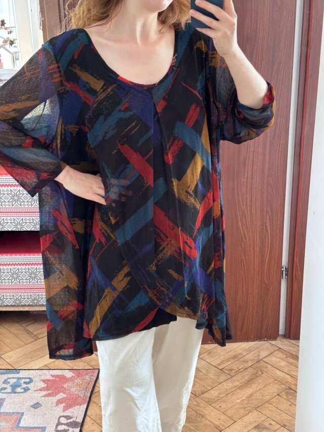 Avenue Tunika w Abstrakcyjny Wzór Plus Size 7XL / 54 / 26