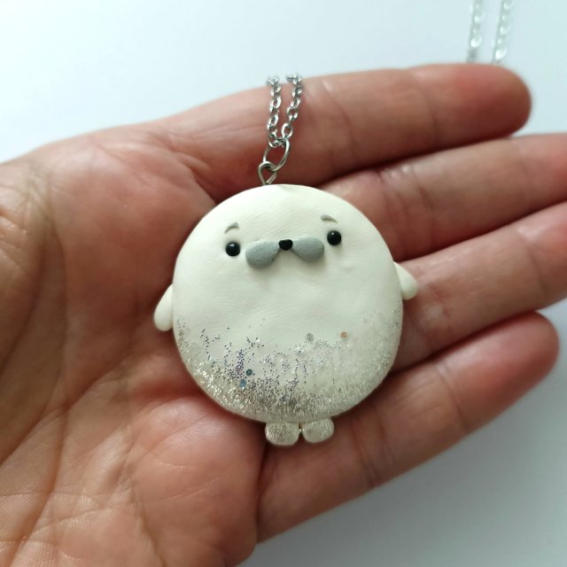 Naszyjnik Biała Foka Kawaii