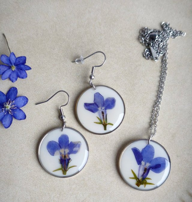 Komplet biżuterii z żywicy LOBELIA