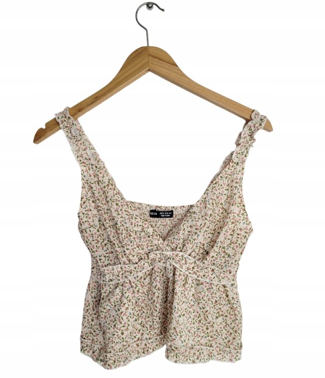 SHEIN top crop floral kwiatuszki falbanka 38 M