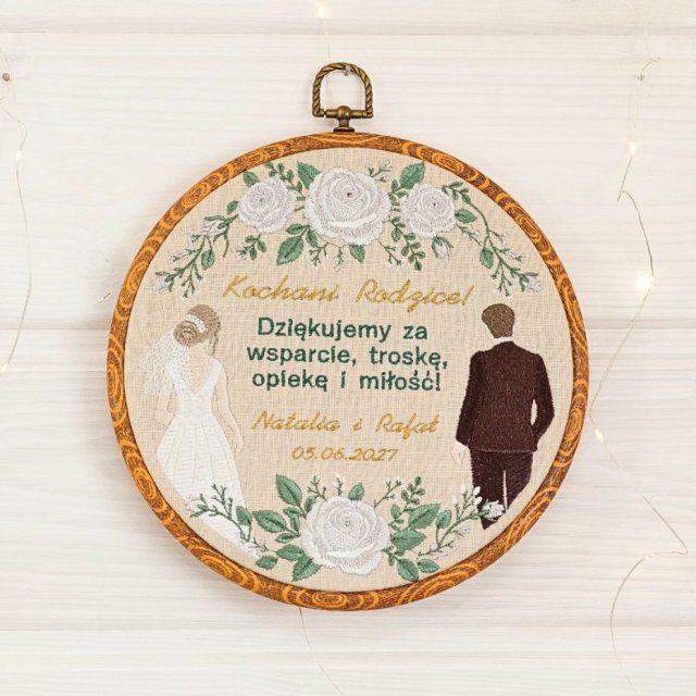 Ślubne podziękowania dla Rodziców haft w oprawie ok 20 cm