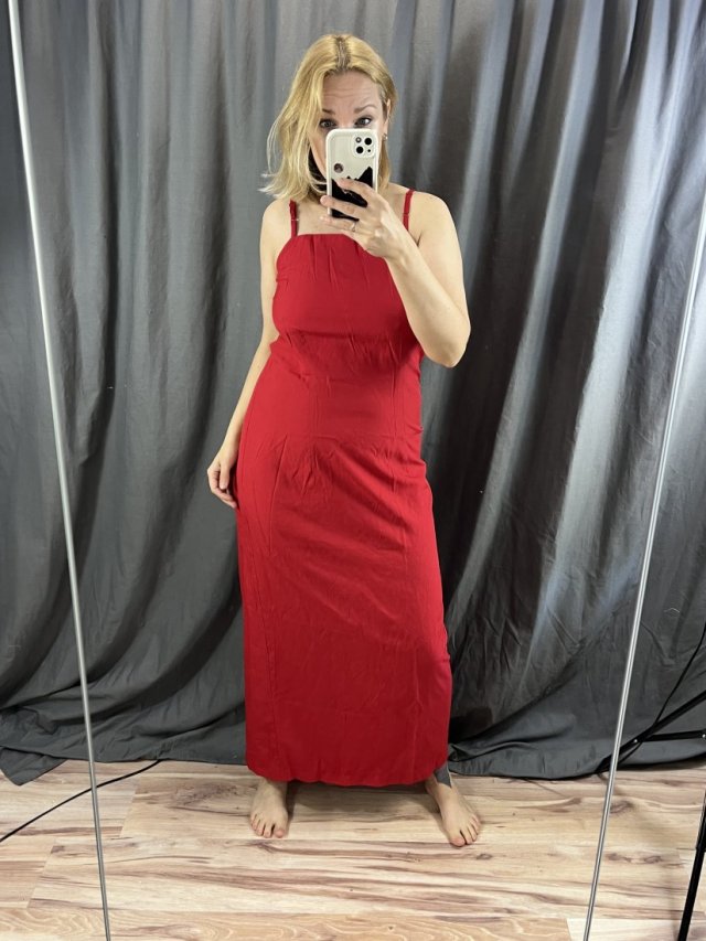 fransa red long dress