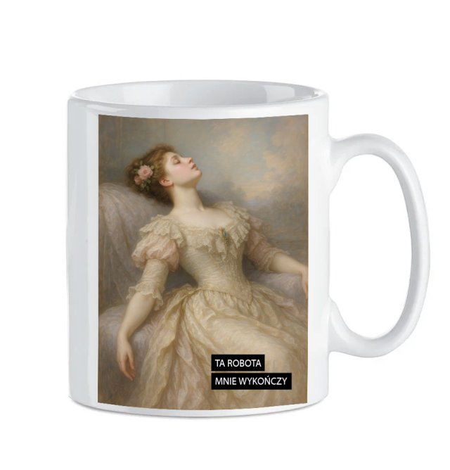 Ta robota mnie wykończy Kubek Vintage Art , Korpo Mem Nowy