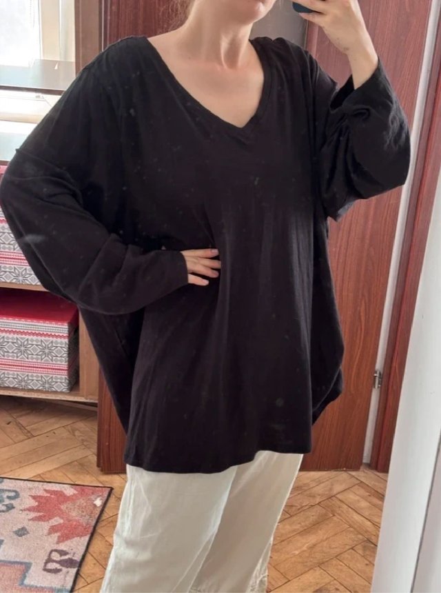 Sonoma czarna bluzka 100% bawełna dekolt V Plus Size 9XL / 58 / 30