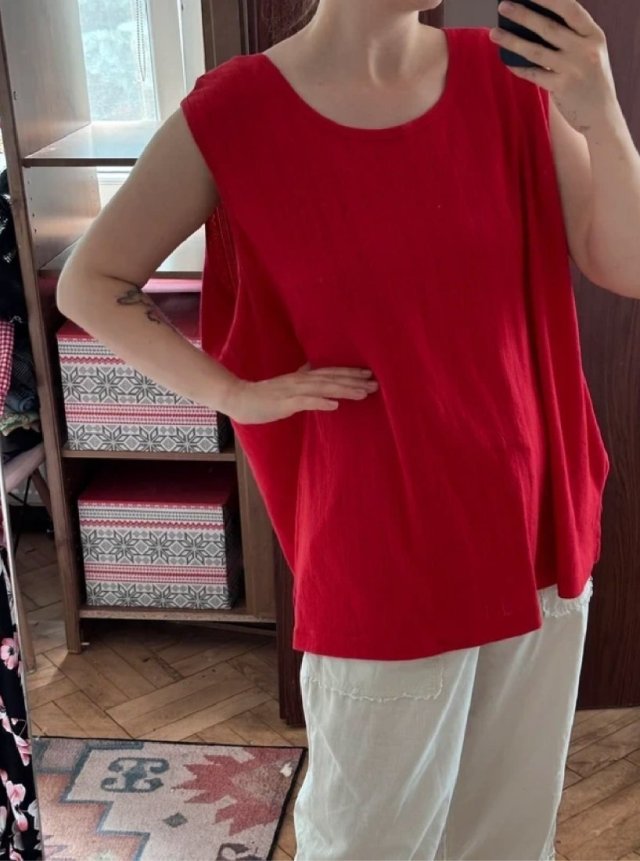 Liz&Me bawełniana bluzka ażurowa fuksja róż Plus Size 8XL / 56 / 28
