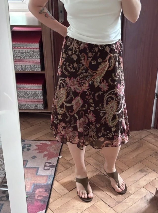 Worthington zwiewna spódnica paisley boho Plus Size 24W XXL 3XL szyfonowa 6XL / 52 / 24
