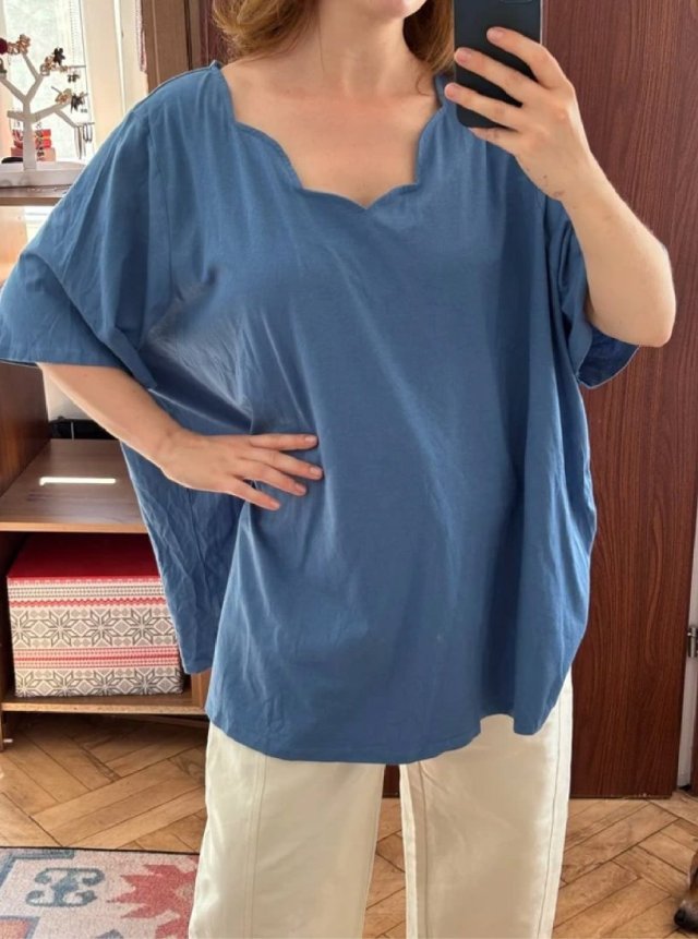 Roaman's Niebieska Bluzka Oversize Plus Size 9XL / 58 / 30