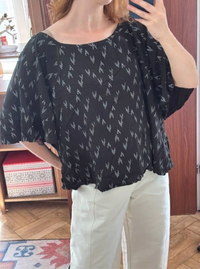 Ava & Viv Czarna Bluzka w Wzór Plus Size 4X 4XL / 48 / 20