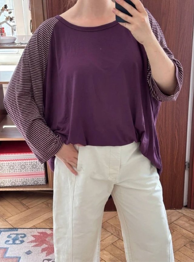 Terra & Sky Fioletowa Bluzka w Paski Plus Size 4X 8XL / 56 / 28