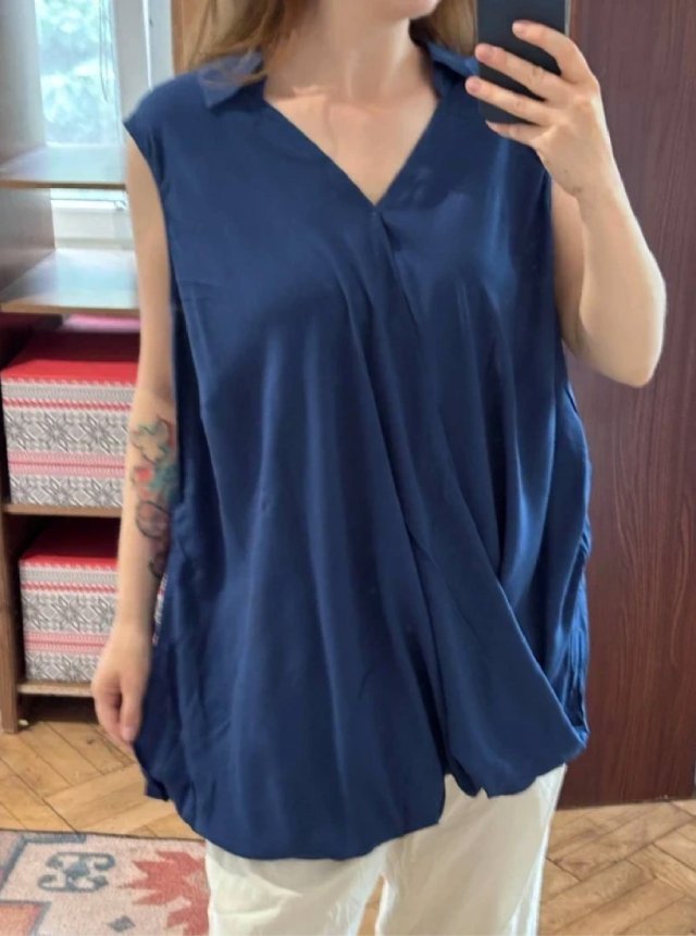 Niebieska bluzka bez rękawów Avenue 30/32 Plus Size z wiązaniem przód 9XL / 58 / 30