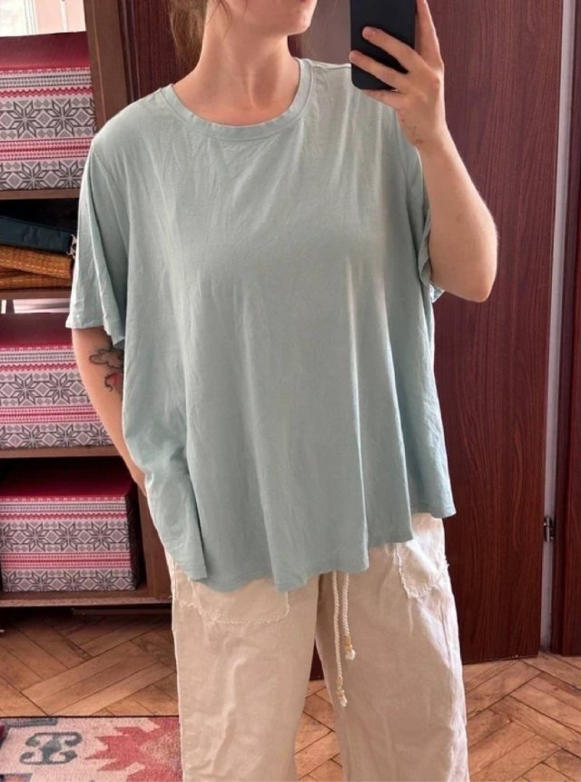 Miętowa bluzka SKY 4X (28W-30W) oversize basic V-neck Plus Size 8XL / 56 / 28