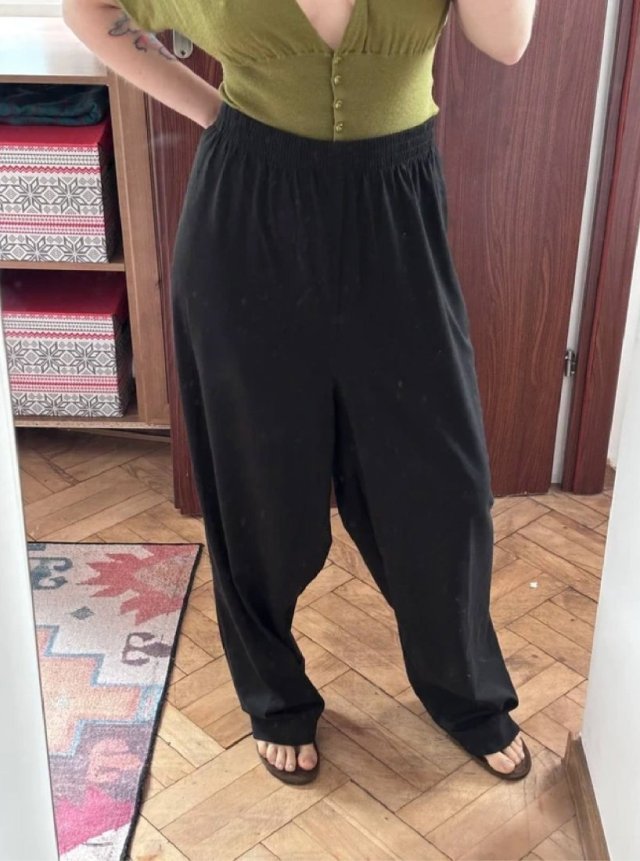 Sanistrano Czarne Spodnie Szerokie Plus Size 7XL / 54 / 26