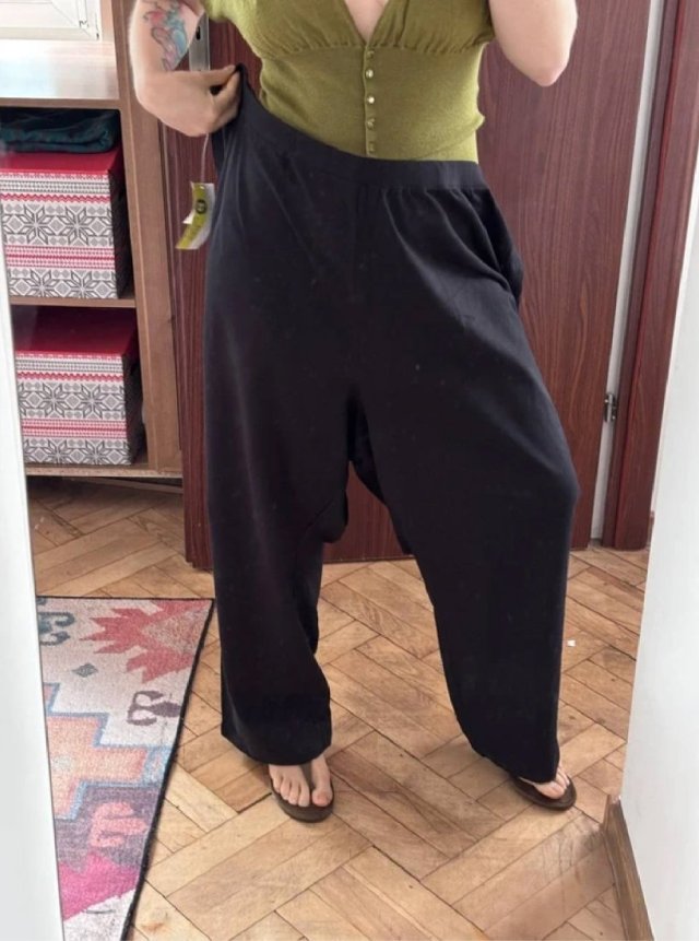 Liz & Me Miękkie Czarne Spodnie Baggy Plus Size 5X Petite Uniwersalny