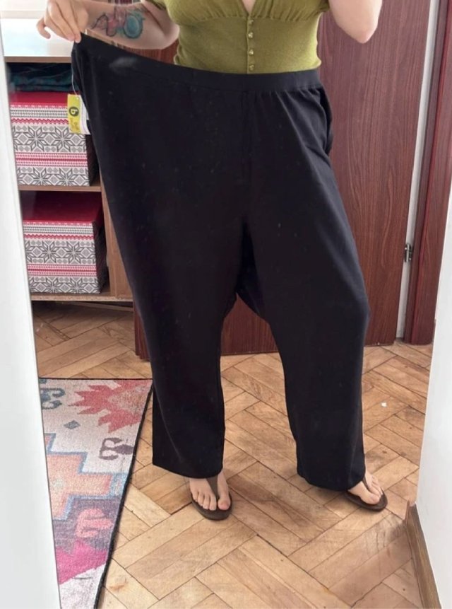 Liz & Me Czarne Spodnie Szerokie Plus Size 5X Petite 9XL / 58 / 30