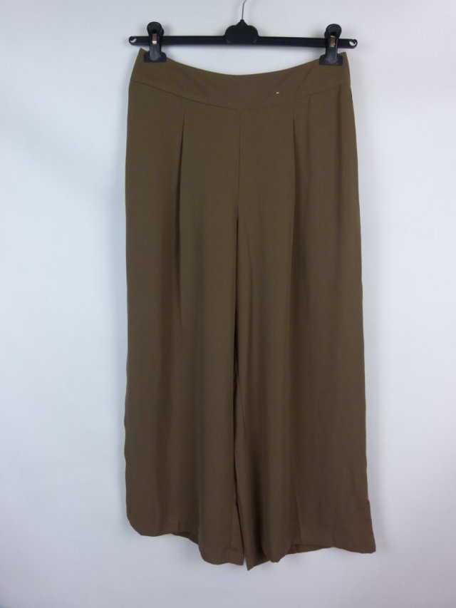 Primark spodnie szerokie proste palazzo oliwka khaki / M