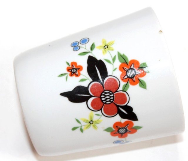 CHODZIEŻ kubek bez ucha kwiaty folk vintage PRL