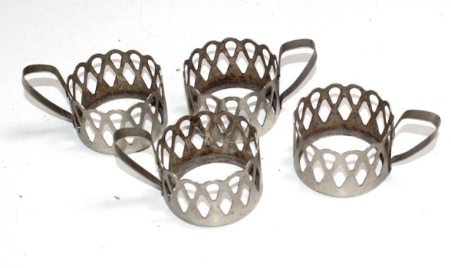 Metalowe  koszyczki do szklanek vintage PRL 4szt