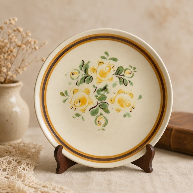 Talerz vintage Pruszków PRL porcelit kwiaty lata 70/80