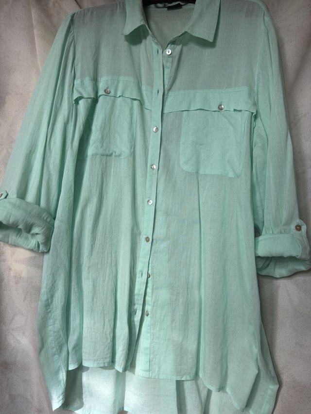 100% cotton GINA TRIKOT fantastyczna przewiewna miętowa koszula