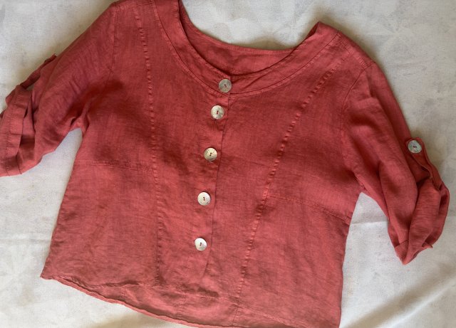100 % Linen  ceglasty przyprawowy pomarańcz ciekawy fason jakościowy len