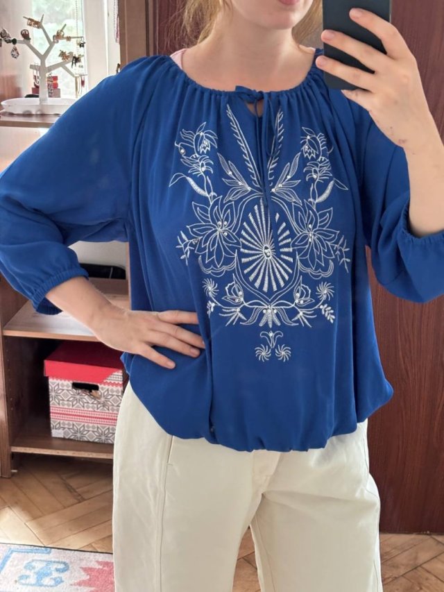 Lane Bryant Niebieska Bluzka z Haftem Plus Size 18/20 4XL / 48 / 20