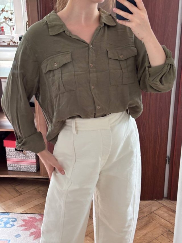 No Boundaries Oliwkowa Koszula klasyczna elegancla  Plus Size XXXL / 3X XXXL / 46 / 18