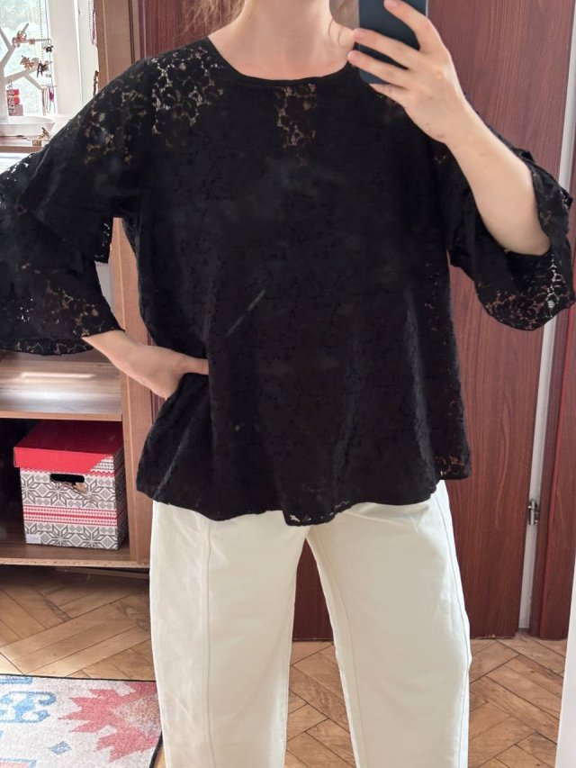 Fever Czarna Bluzka Koronkowa Plus Size XXXL / 46 / 18