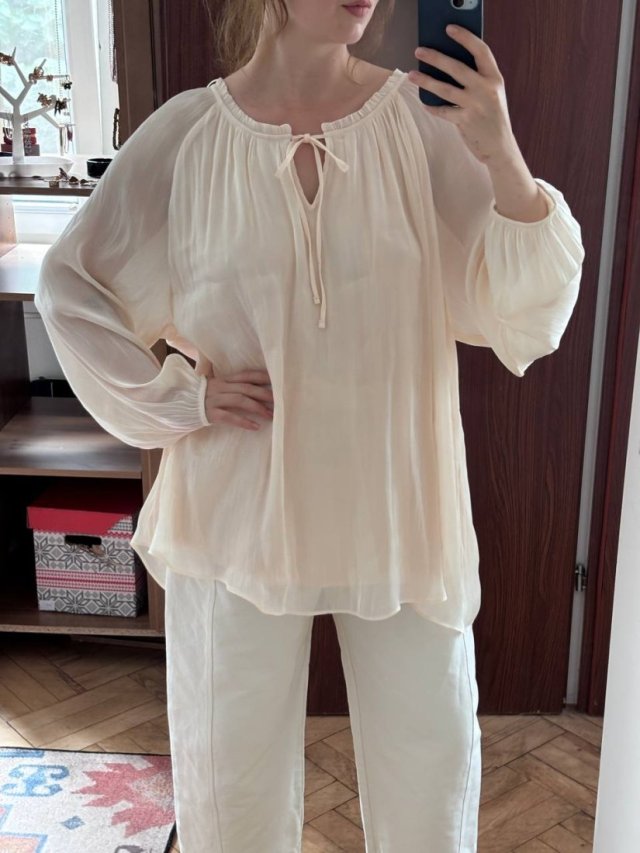 LC Lauren Conrad Beżowa Bluzka Sheer Plus Size 6XL / 52 / 24