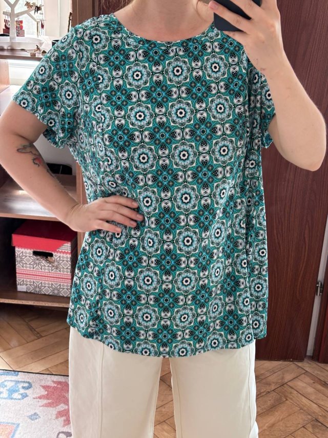 Roz & Ali Turkusowa Bluzka w Print Plus Size