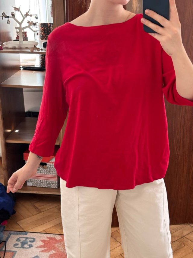 Talbots Plus Czerwona Bluzka Bawełniana logsleeve
