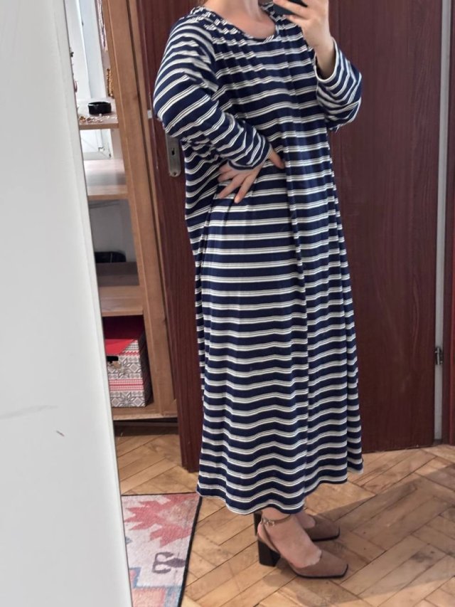Lands' End Sukienka maxi w Granatowe Paski 5XL / 50 / 22