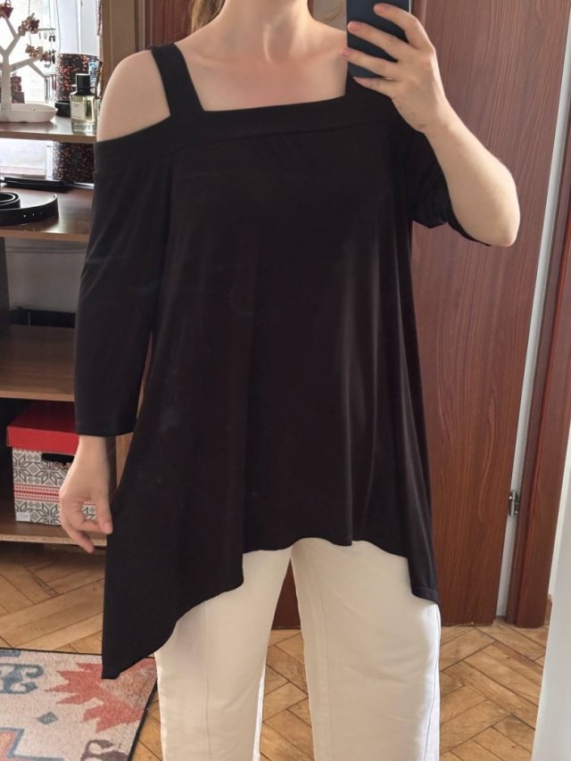 Ellen Tracy Czarna Bluzka Cold Shoulder 4XL / 48 / 20