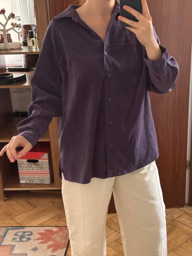 Croft & Barrow | fioletowa koszulowa bluzka | plus size 4XL / 48 / 20