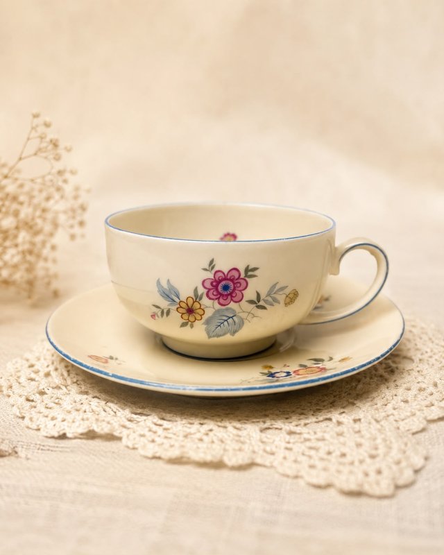 Przedwojenna filiżanka Seltmann Weiden Vintage 1924–1946 kwiaty