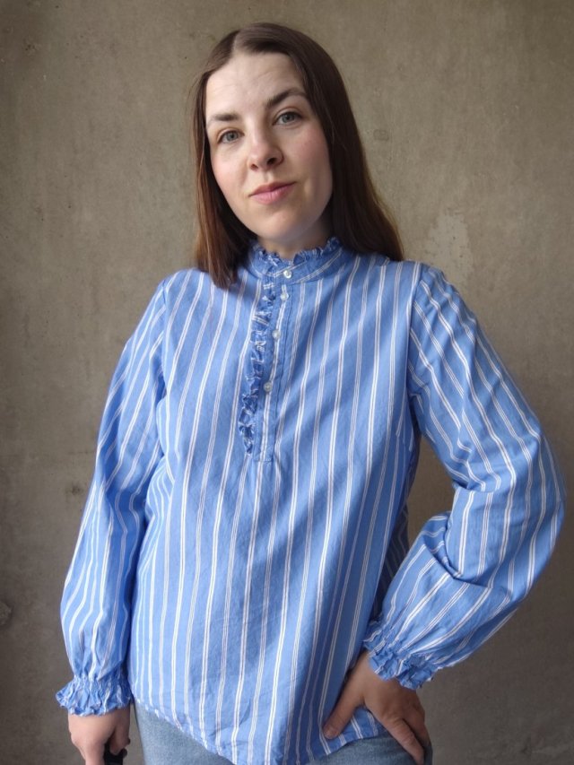 Bawełniana niebieska bluzka w paski duńskiej marki Pulz Jeans 100% bawełna M