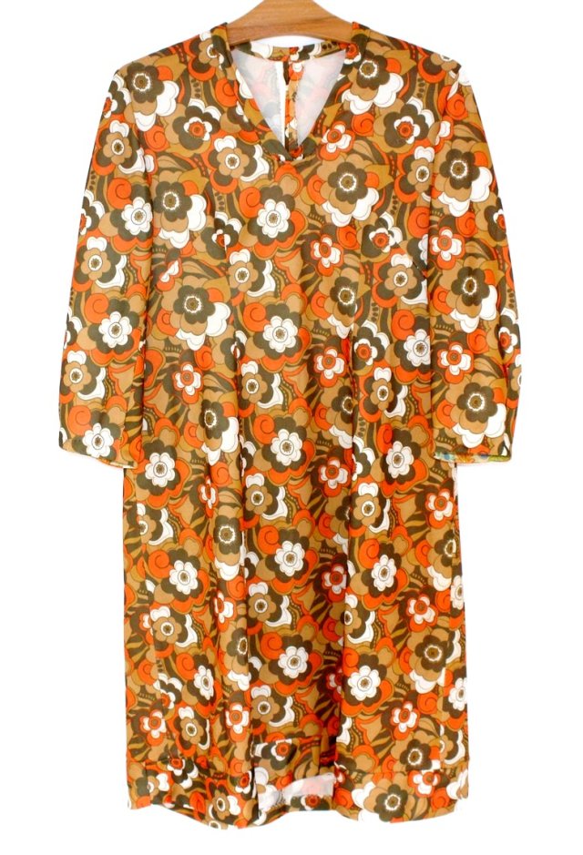 BISTOROWA  sukienka kwiaty PRL hand made L/XL