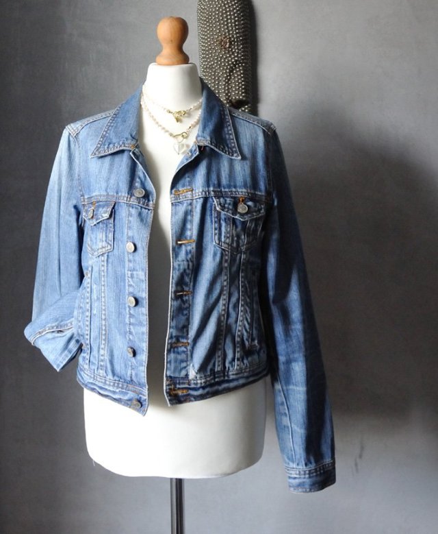 Jeansowa kurtka katana destroyed rock XS S M