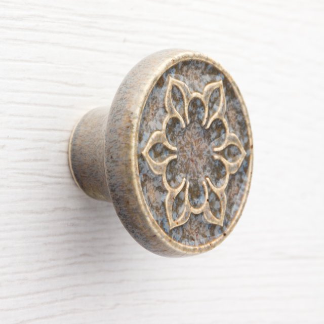 Ceramiczna gałka do mebli szaro-brązowa, wz.02