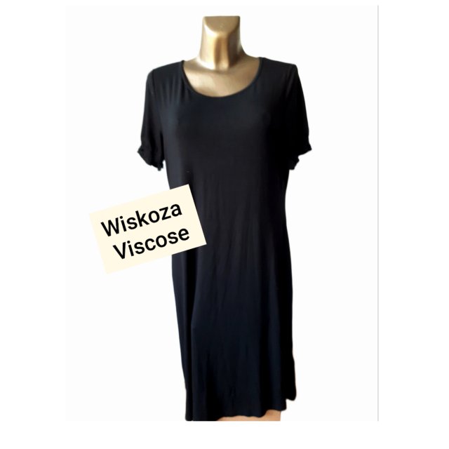 Klasyczna Czarna Sukienka Midi 42 XL Wiskoza