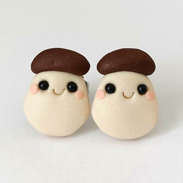 Śmieszne Kolczyki Grzybki Borowiki Kawaii