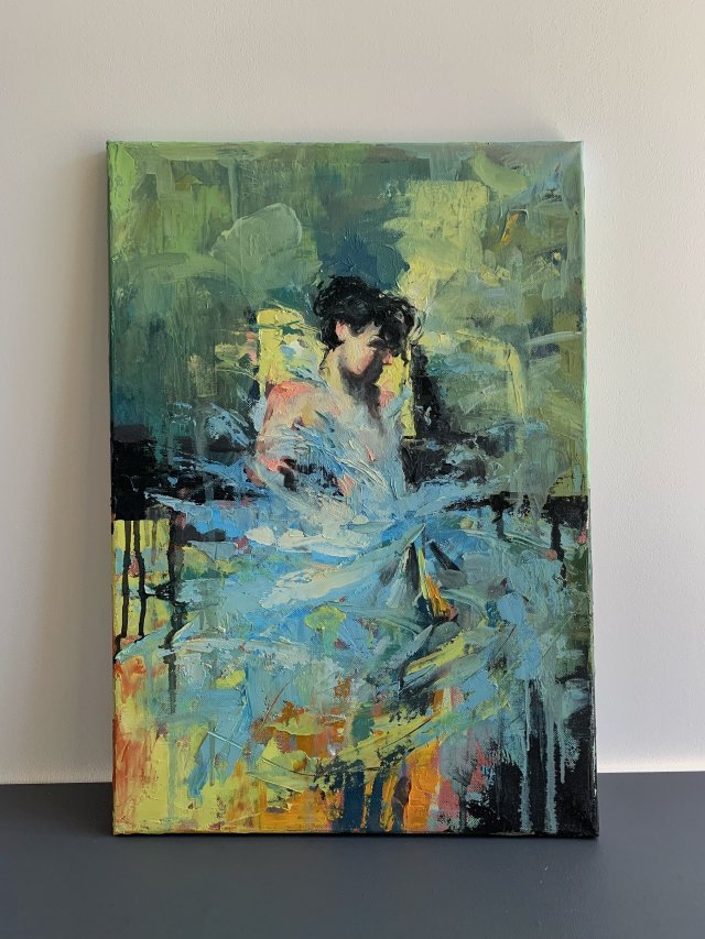 Obraz Olejny na Płótnie 55x38 | Autorska Abstrakcja Figuralna "Vivace"