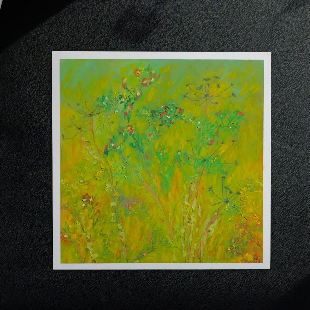 Jesienna Łąka obraz pastela olejna 30x30 cm